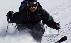 A skier, somewhere in North Lake Tahoe, California.