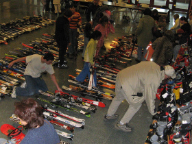 Ski swaps are a good way to find deals on used gear.