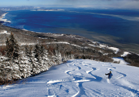 Catching some powder at Le Massif, Quebec.