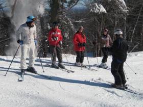 Ski students getting instruction at Pats Peak, NH.