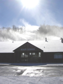 The snowguns are covering the slopes at Perfect North.
