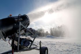 Mobile fan gun fires at Mount Snow.